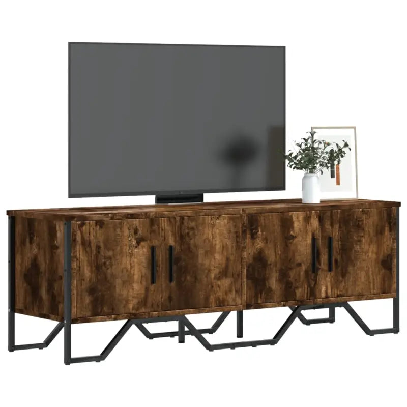 Tv-meubel van bewerkt hout met metalen handgrepen in grijs sonoma - Gerookt eiken / 1 - Tv-meubels