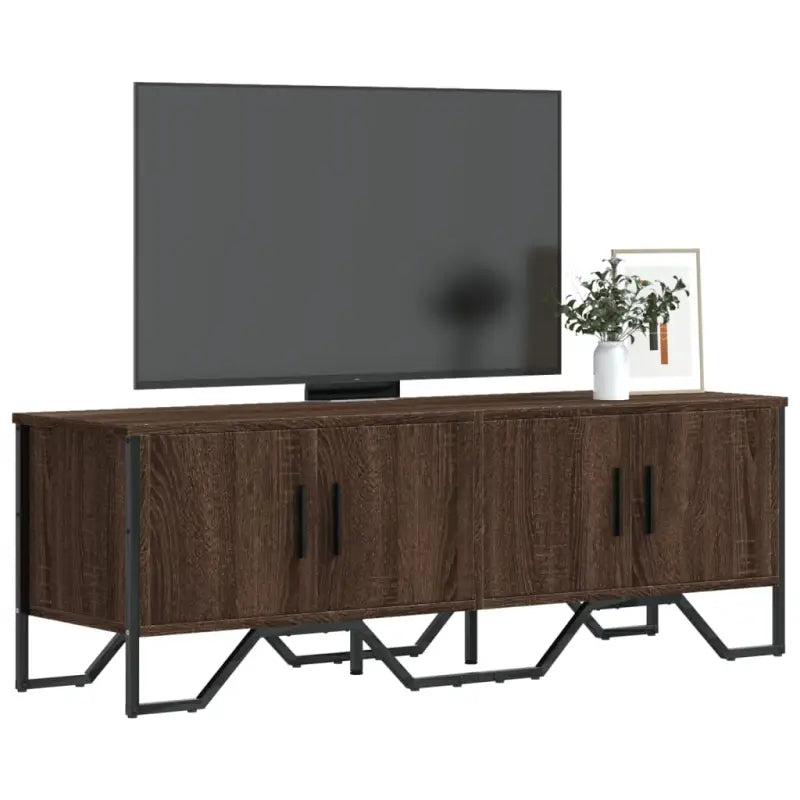 Tv-meubel van bewerkt hout met metalen handgrepen in grijs sonoma - bruin eikenkleur / 1 - Tv-meubels