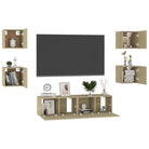 Tv-meubel van bewerkt hout met muurbevestiging en tijdloos design - Tv-meubels