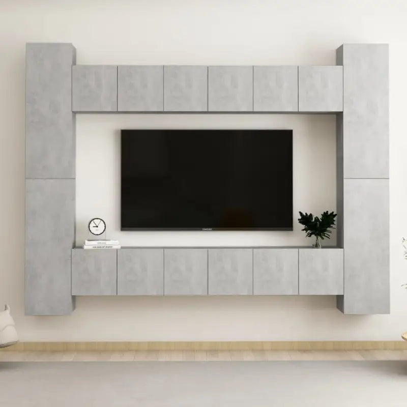 Tv-meubel van bewerkt hout met muurbevestiging en trendy design - Betongrijs / 1 / 60 cm - Tv-meubels