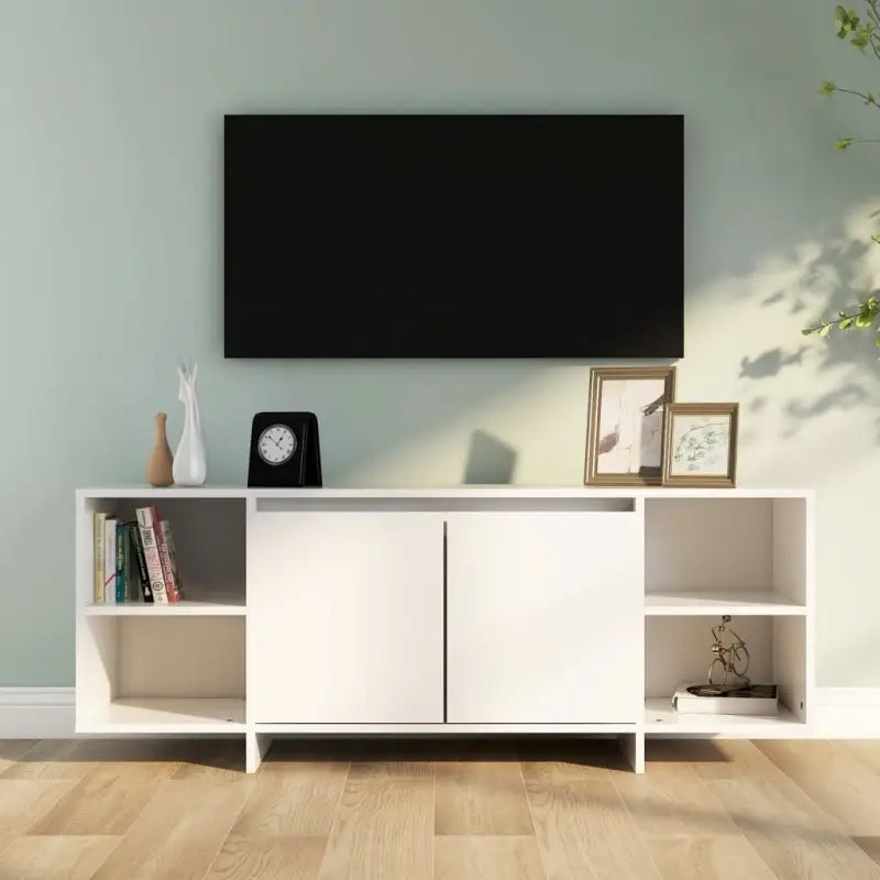Tv-meubel van bewerkt hout met opberger voor dvd’s en elektronica - Wit / 1 - Tv-meubels