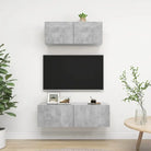 Tv meubel van bewerkt hout met opbergruimte voor een tijdloze uitstraling - Betongrijs / 2 / 80/100 cm - Tv-meubels