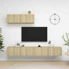 Tv meubel van bewerkt hout met opbergruimte voor een tijdloze uitstraling - Sonoma eiken / 3 / 100 cm - Tv-meubels