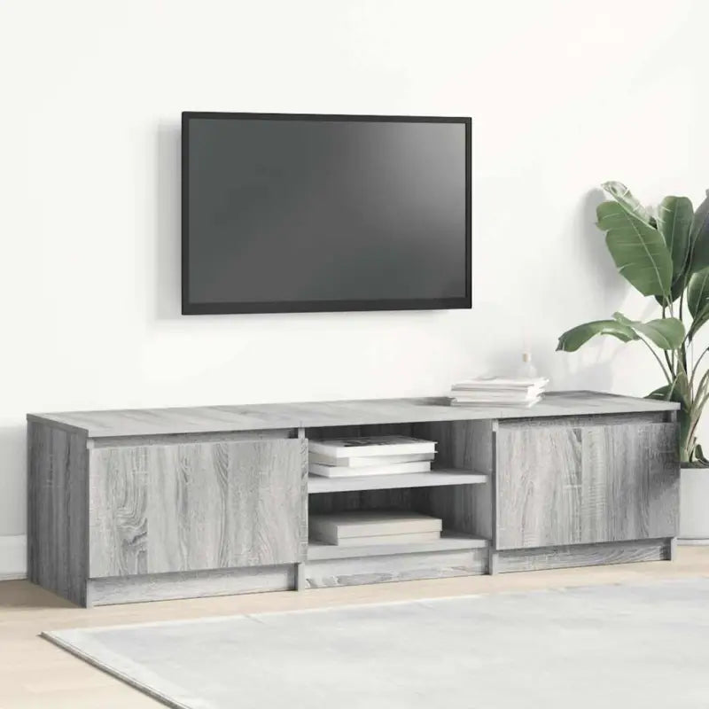 Tv-meubel van bewerkt hout met open vakken voor een klassieke stijl - Grijs sonoma / 1 - Tv-meubels