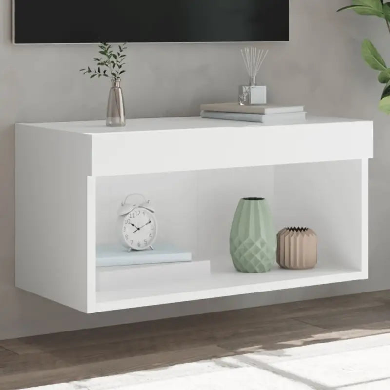Tv-meubel van bewerkt hout met RGB LED-verlichting en stijlvol design - Wit / 1 / 60 cm - Tv-meubels
