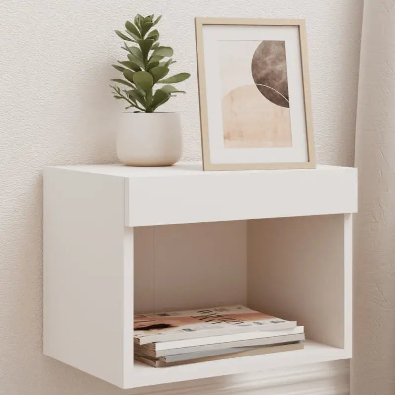 Tv-meubel van bewerkt hout met RGB LED-verlichting en stijlvol design - Wit / 2 / 40 cm - Tv-meubels