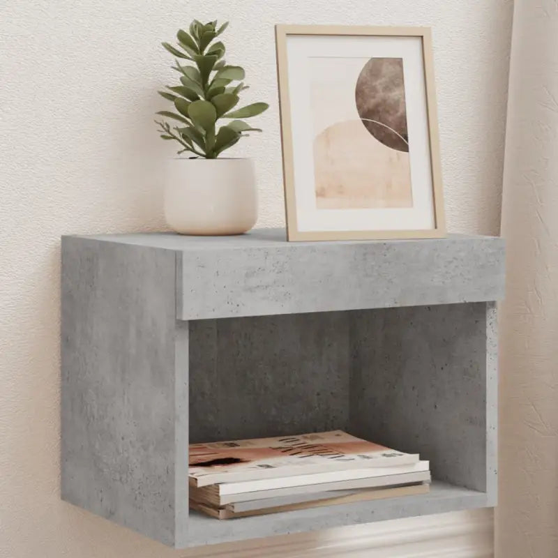 Tv-meubel van bewerkt hout met RGB LED-verlichting en stijlvol design - Betongrijs / 2 / 40 cm - Tv-meubels