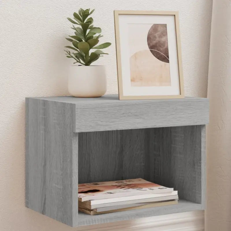 Tv-meubel van bewerkt hout met RGB LED-verlichting en stijlvol design - Grijs sonoma / 2 / 40 cm - Tv-meubels
