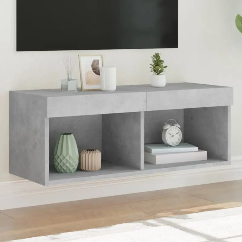Tv-meubel van bewerkt hout met RGB LED-verlichting en stijlvol design - Betongrijs / 1 / 80 cm - Tv-meubels