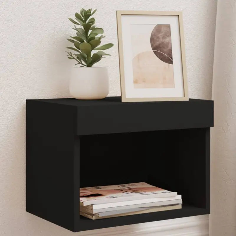 Tv-meubel van bewerkt hout met RGB LED-verlichting en stijlvol design - Zwart / 1 / 40 cm - Tv-meubels