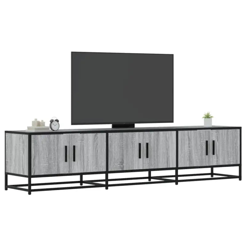 Tv-meubel van bewerkt hout met ruime opbergruimte - Grijs sonoma / 1 / 180 cm - Tv-meubels