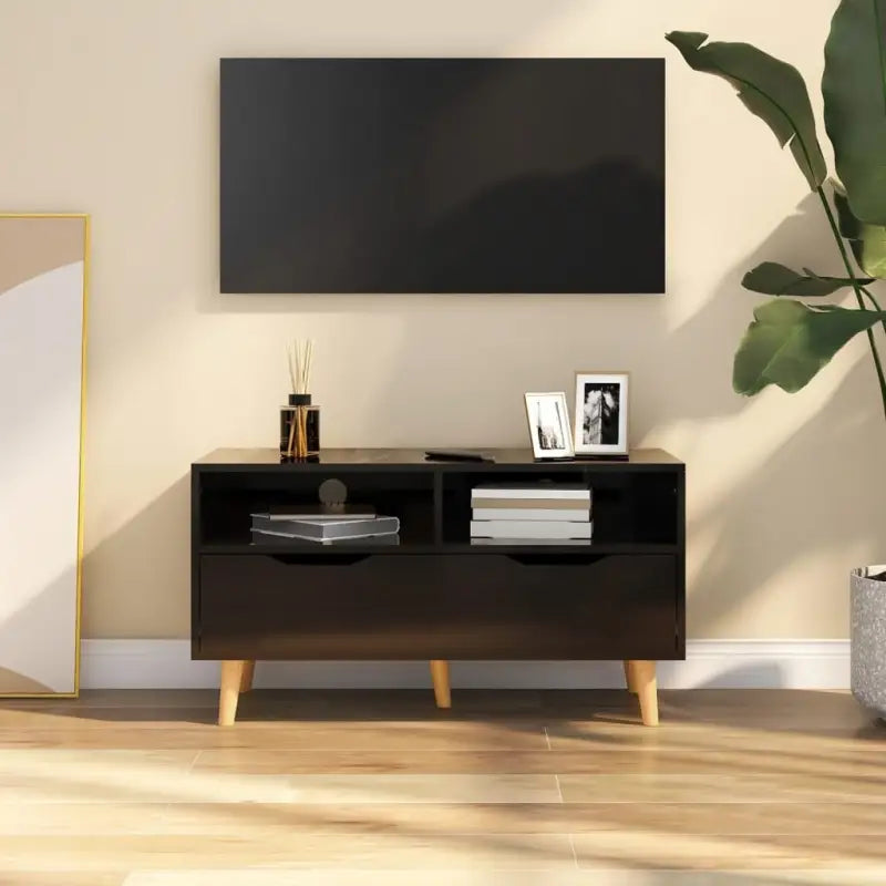 Tv-meubel van bewerkt hout met stevig en praktisch ontwerp - Hoogglans zwart / 1 - Tv-meubels