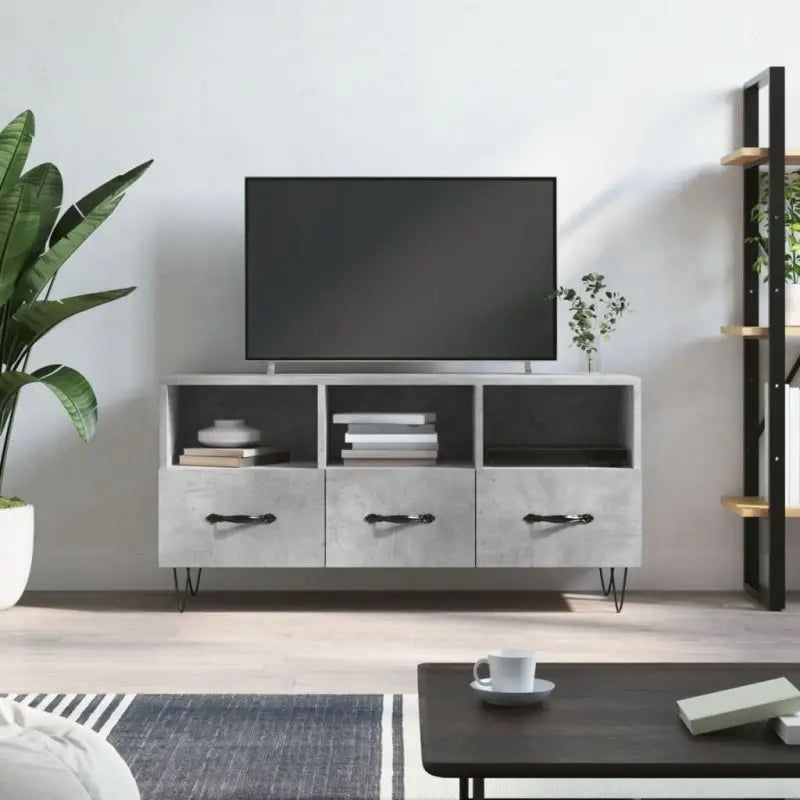 Tv-meubel van bewerkt hout met stevige ijzeren poten - Betongrijs / 1 - Tv-meubels