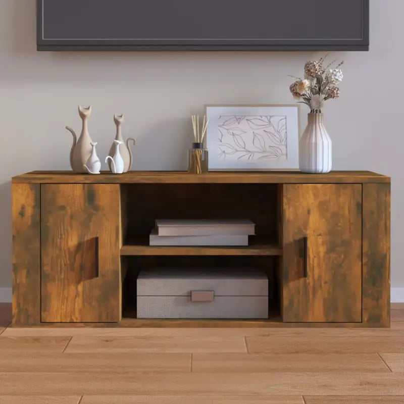 Tv-meubel van bewerkt hout met stijl en stevigheid - Gerookt eiken / 1 - Tv-meubels
