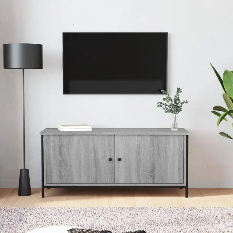 Tv-meubel van bewerkt hout met trendy en praktisch ontwerp - Grijs sonoma / 1 / 102 cm - Tv-meubels