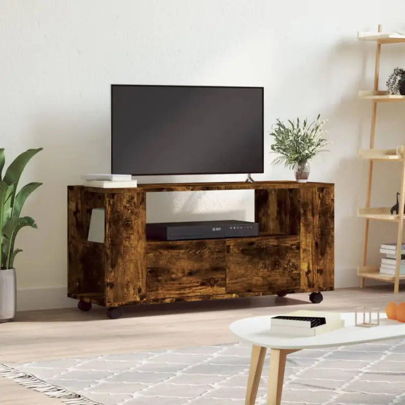 Tv-meubel van bewerkt hout met trendy en praktische stijl - Gerookt eiken / 1 - Tv-meubels
