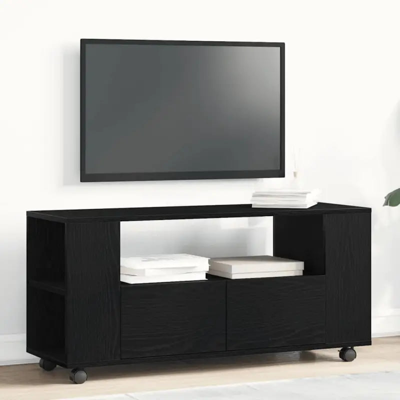 Tv-meubel van bewerkt hout met trendy en praktische stijl - Zwart eiken / 1 - Tv-meubels