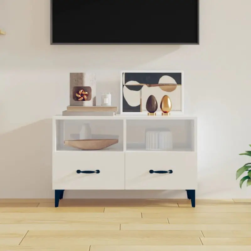 Tv-meubel van bewerkt hout voor een stijlvolle woonkamer sfeer - Hoogglans wit / 1 - Tv-meubels