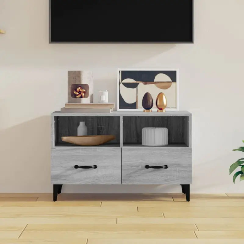 Tv-meubel van bewerkt hout voor een stijlvolle woonkamer sfeer - Grijs sonoma / 1 - Tv-meubels