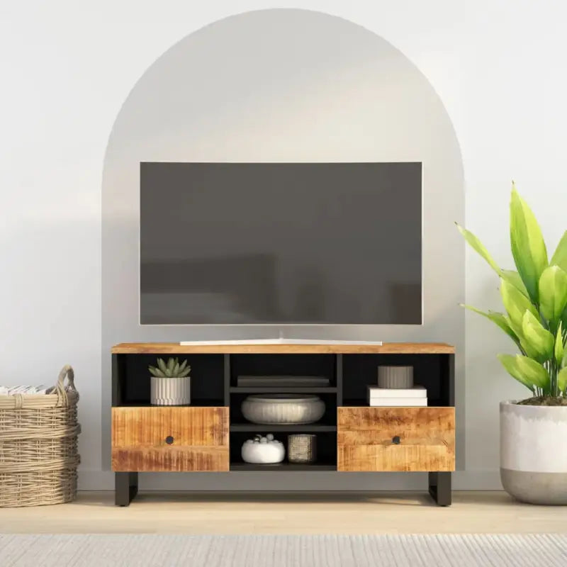 Tv-meubel van massief mangohout en bewerkt hout met trendy design - Bruin / 1 - Tv-meubels