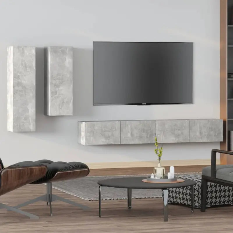 Tv-meubels in grijs sonoma met bewerkt hout voor een klassiek accent - Betongrijs / 4 / 100 cm - Tv-meubels