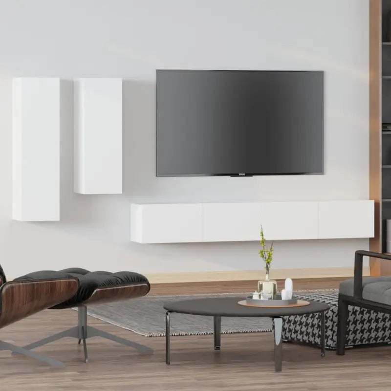 Tv-meubels in grijs sonoma met bewerkt hout voor een klassiek accent - Wit / 4 / 100 cm - Tv-meubels