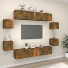 Tv-meubels in grijs sonoma met bewerkt hout voor een stijlvolle woonkamer - Gerookt eiken / 8 / 80 cm - Tv-meubels