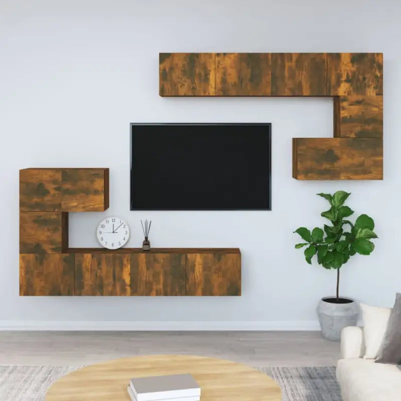 Tv-meubels met bewerkt hout die gemakkelijk schoon te maken - Gerookt eiken / 1 / 80 cm - Tv-meubels