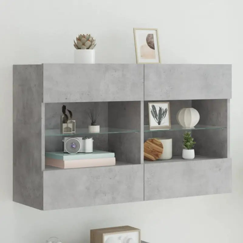 Tv-meubels met duurzame bewerkte hout en rgb led-verlichting - Betongrijs / 1 / 98.5 cm - Tv-meubels