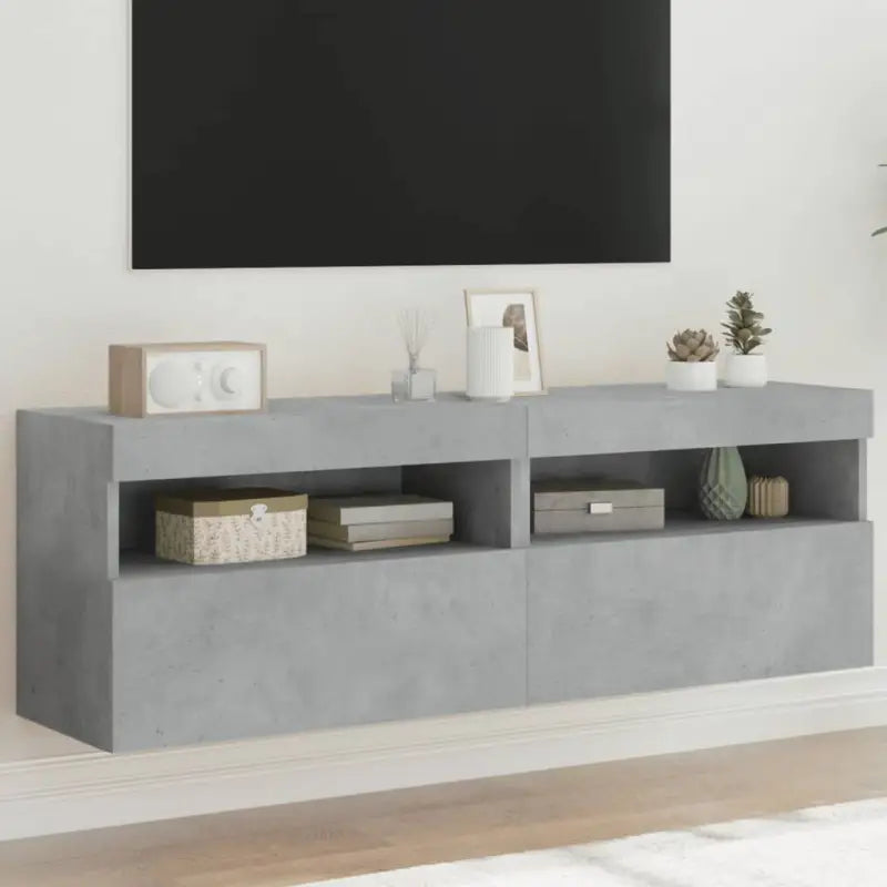 Tv-meubels met duurzame bewerkte hout en rgb led-verlichting - Betongrijs / 2 / 60 cm - Tv-meubels