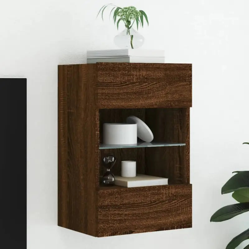 Tv-meubels met duurzame bewerkte hout en rgb led-verlichting - bruin eikenkleur / 1 / 40 cm - Tv-meubels