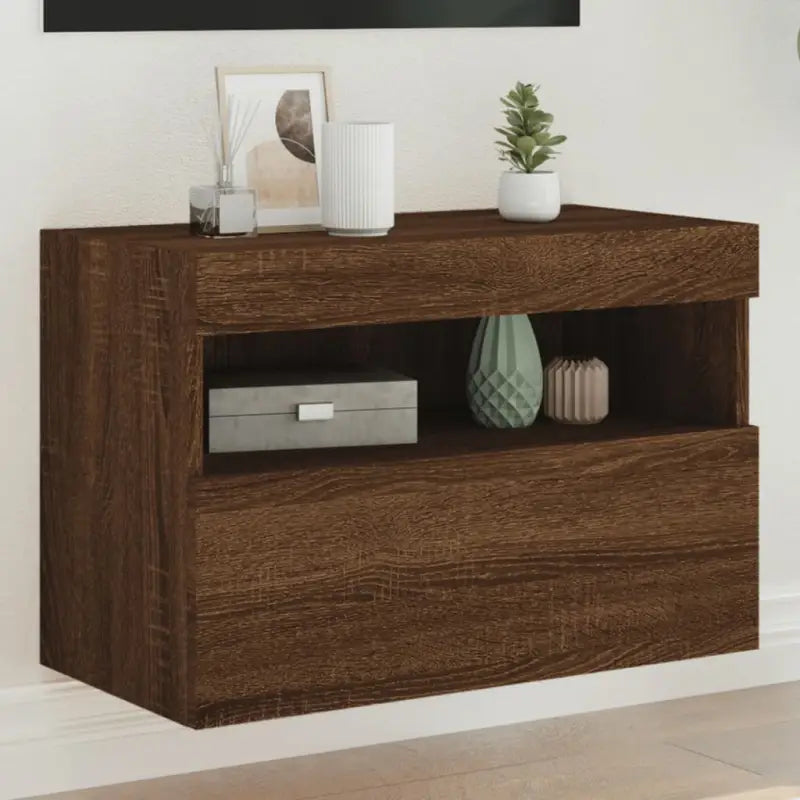 Tv-meubels met duurzame bewerkte hout en rgb led-verlichting - bruin eikenkleur / 1 / 60 cm - Tv-meubels
