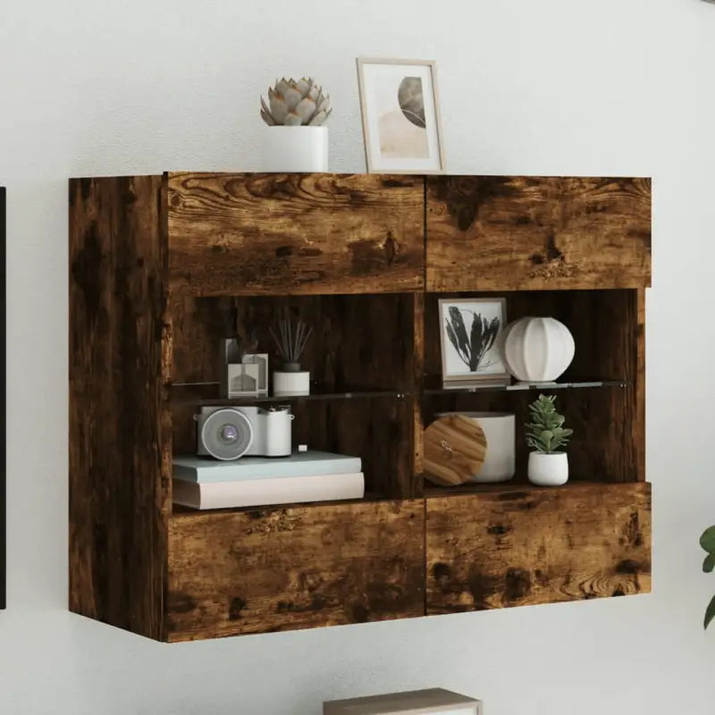 Tv-meubels met duurzame bewerkte hout en rgb led-verlichting - Gerookt eiken / 1 / 78.5 cm - Tv-meubels