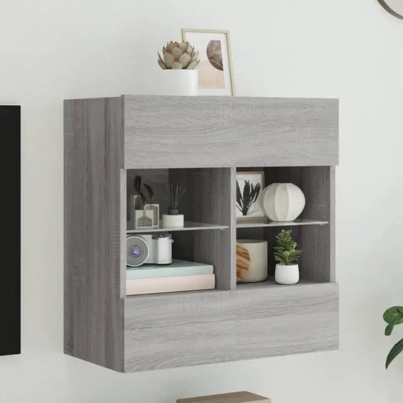 Tv-meubels met duurzame bewerkte hout en rgb led-verlichting - Grijs sonoma / 1 / 58.5 cm - Tv-meubels