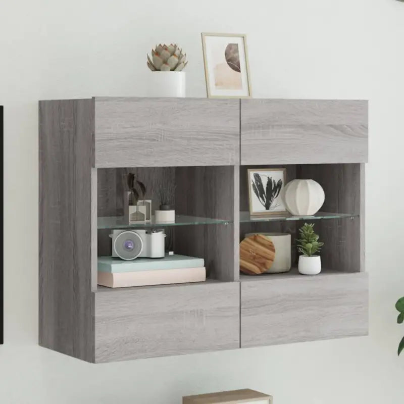 Tv-meubels met duurzame bewerkte hout en rgb led-verlichting - Grijs sonoma / 1 / 78.5 cm - Tv-meubels