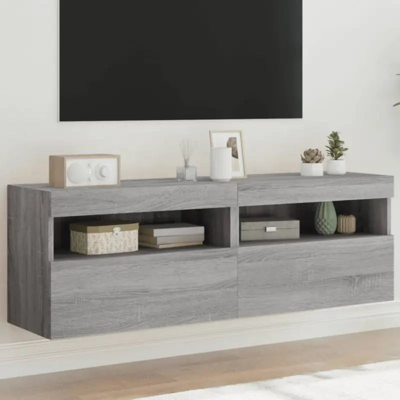 Tv-meubels met duurzame bewerkte hout en rgb led-verlichting - Grijs sonoma / 2 / 60 cm - Tv-meubels