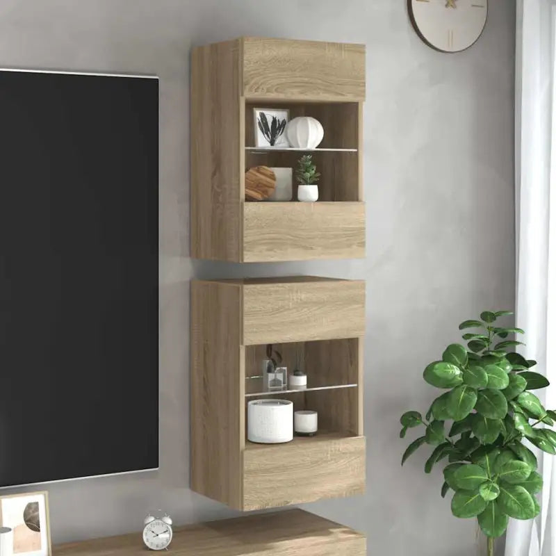 Tv-meubels met duurzame bewerkte hout en rgb led-verlichting - Sonoma eiken / 2 / 40 cm - Tv-meubels
