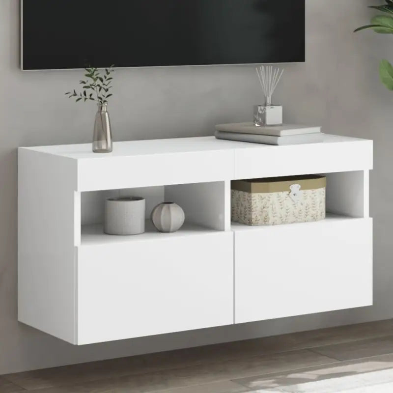 Tv-meubels met duurzame bewerkte hout en rgb led-verlichting - Wit / 1 / 80 cm - Tv-meubels