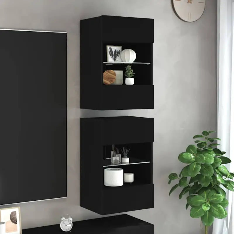 Tv-meubels met duurzame bewerkte hout en rgb led-verlichting - Zwart / 2 / 40 cm - Tv-meubels