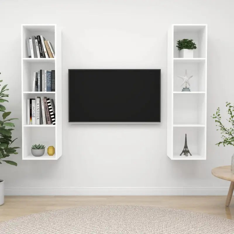 Tv-meubels met opbergruimte die muurhangend of staand geplaatst kunnen worden - Wit / 2 - Tv-meubels