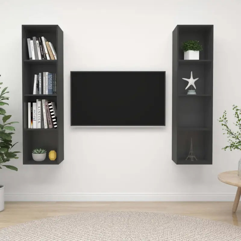 Tv-meubels met opbergruimte die muurhangend of staand geplaatst kunnen worden - Grijs / 2 - Tv-meubels