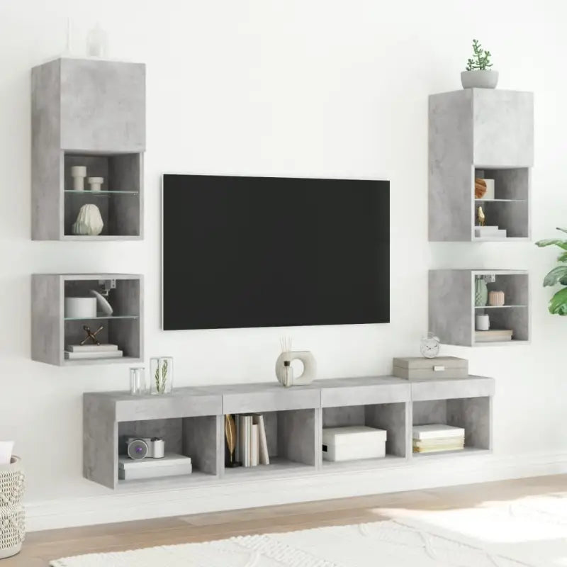 Tv-meubels met RGB LED-verlichting en glazen plaat voor moderne uitstraling - Tv-meubels