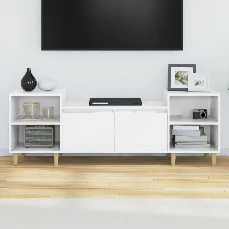 Tv-meubels van bewerkt hout in hoogglans wit met stijl en stabiliteit - Tv-meubels