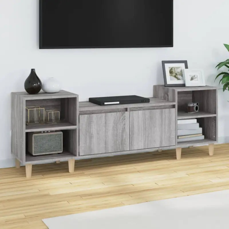 Tv-meubels van bewerkt hout in hoogglans wit met stijl en stabiliteit - Grijs sonoma / 1 - Tv-meubels
