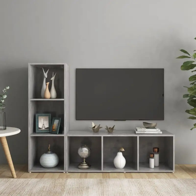 Tv-meubels van bewerkt hout met klassiek en trendy design - Betongrijs / 107 x 35 x 37 cm / 1 - Tv-meubels