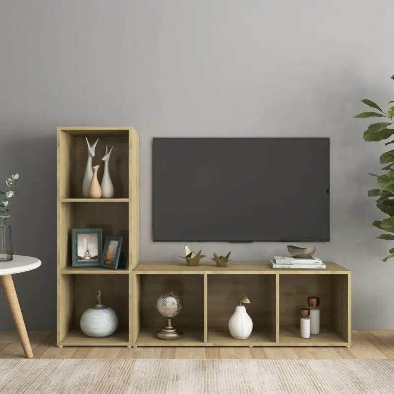 Tv-meubels van bewerkt hout met klassiek en trendy design - Sonoma eiken / 107 x 35 x 37 cm / 1 - Tv-meubels