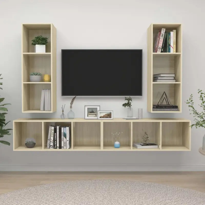 Tv-meubels van bewerkt hout met opbergruimte en muurbevestiging - Tv-meubels
