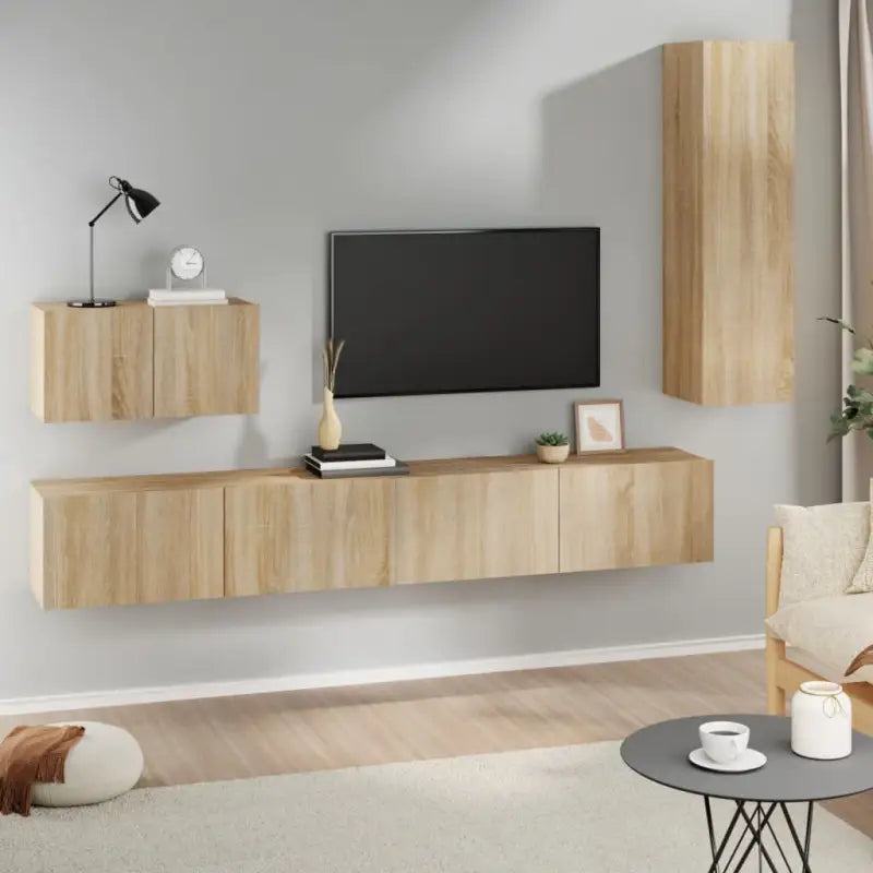 Tv-meubels van bewerkt hout met trendy en praktisch ontwerp - Sonoma eiken / 4 / 110 cm - Tv-meubels