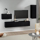 Tv-meubels van bewerkt hout met trendy en praktisch ontwerp - Zwart / 4 / 90 cm - Tv-meubels