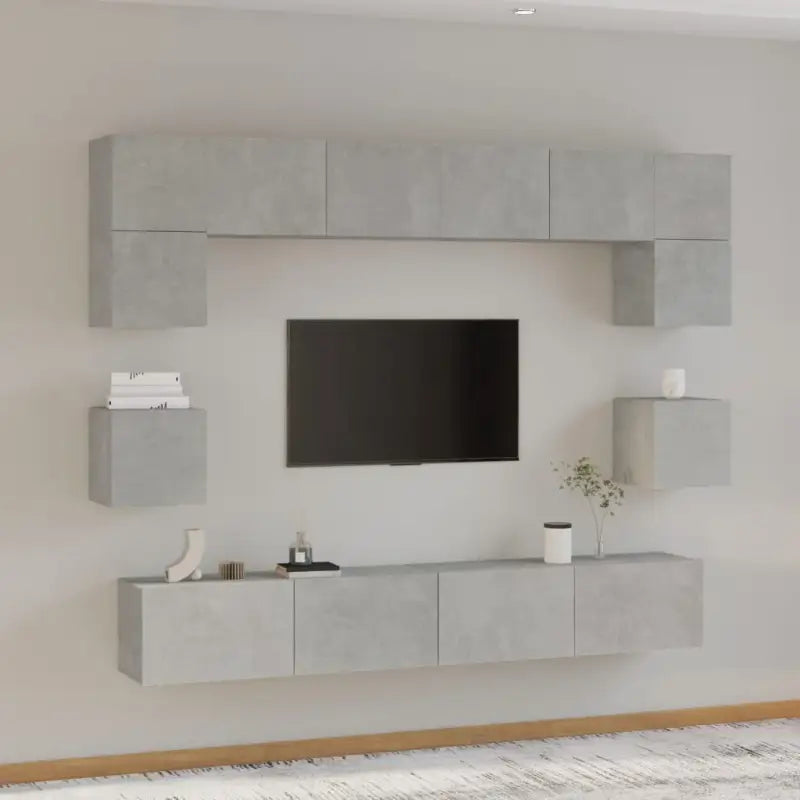 Tv-meubels van bewerkt hout met trendy en praktische design - Betongrijs / 8 / 100 cm - Tv-meubels